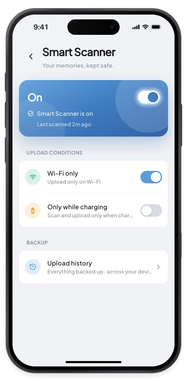 The scanner settings show the toggle for MemX Smart Scanner, with a clear way to turn it off.