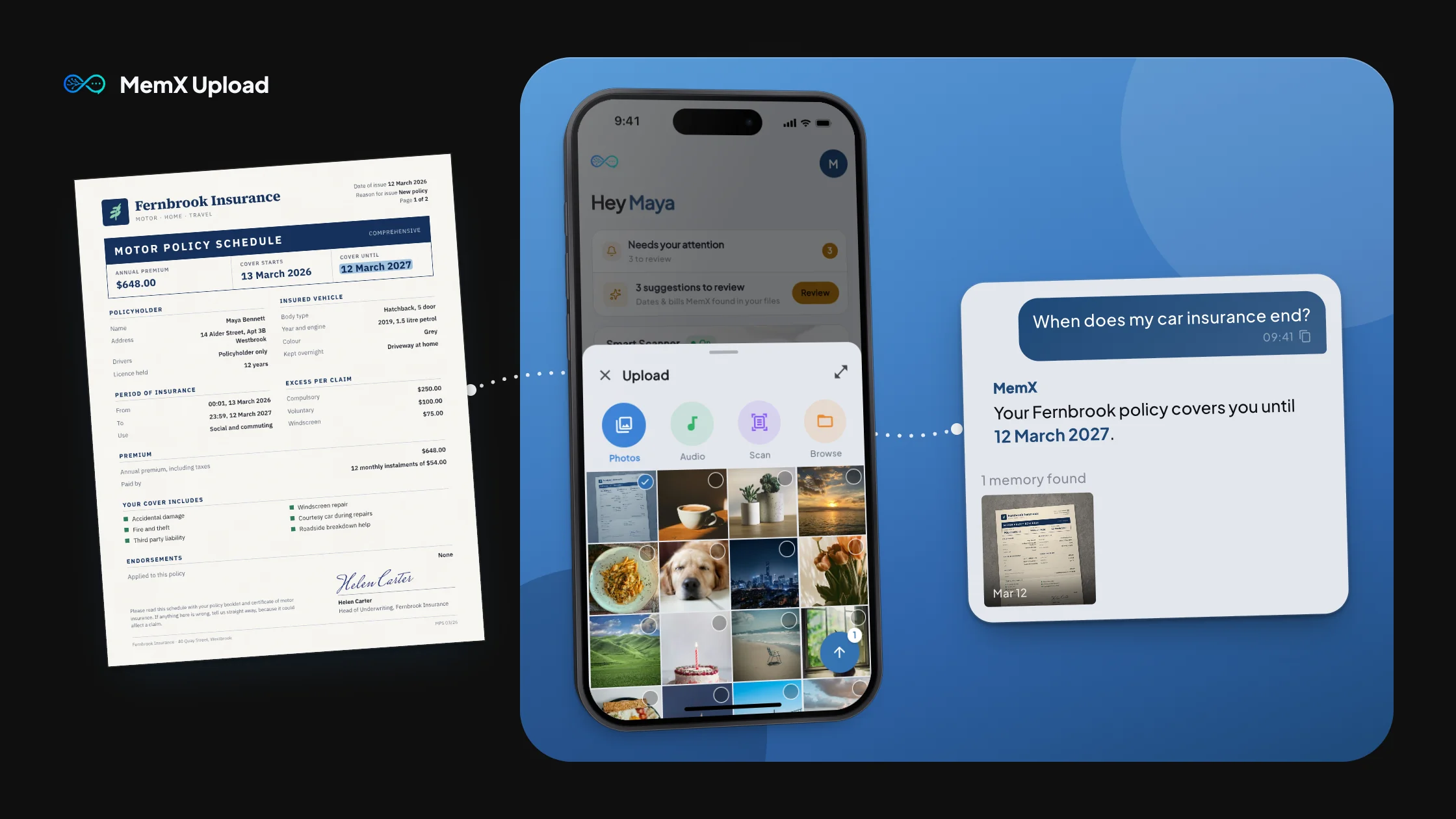 MemX turning an uploaded document into searchable memory
